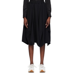 Black Paneled Midi Skirt 241671F092005
