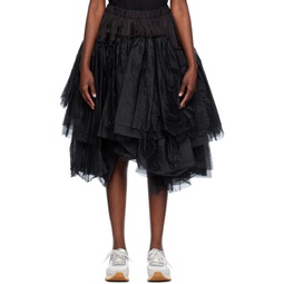 Black Tiered Midi Skirt 241671F092006