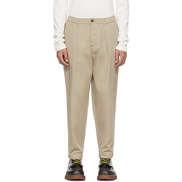 Beige Pleated Trousers 241674M191007