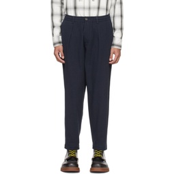Navy Pleated Trousers 241674M191016