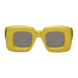 Yellow Inflated Rectangular Sunglasses 241677F005006