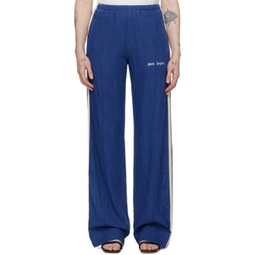 Blue Embroidered Track Pants 241695F087003
