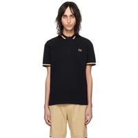 Black Embroidered Polo 241719M212015