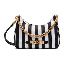 Black & White Striped Logo Shoulder Bag 241720F048005