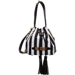 Black & White Striped Logo Shoulder Bag 241720F048006