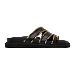 Black Zipper Detail Sandals 241720F124027