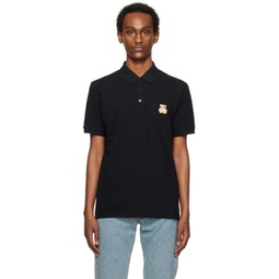 Black Embroidered Polo 241720M212015
