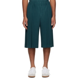 Green Tailored Pleats 2 Shorts 241729M191015