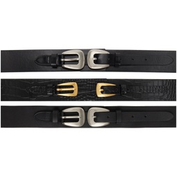 Black Multi Leather Corset Belt 241775F001000