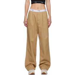 Brown Pleated Trousers 241783F087007