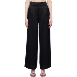 Black Textured Trousers 241790F087001