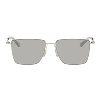 Silver Ultrathin Rectangular Sunglasses 241798F005012