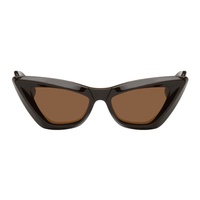 Brown Pointed Cat-Eye Sunglasses 241798F005043