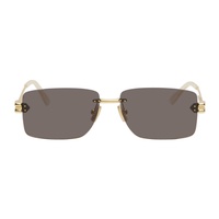Gold Rectangular Sunglasses 241798F005045