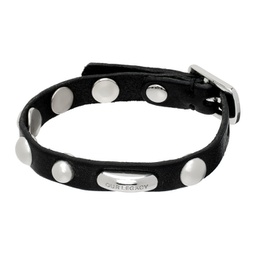 Black Superslim Leather Bracelet 241803F020002
