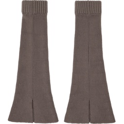 Taupe Knitted Gaiter Leg Warmers 241803F076001