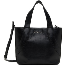 Black Crinkle Leather Small Tote 241827M172003