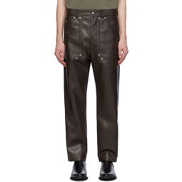 Brown Quido Regenerated Leather Trousers 241845M191008
