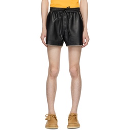 Black Amil Vegan Leather Shorts 241845M193005