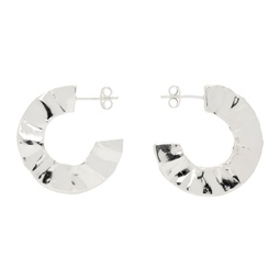 Silver Crinkle Hoop Earrings 241868F022000