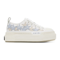 White & Blue Platform Stars Court Low Sneakers 241886F128030
