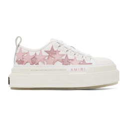 White & Pink Platform Stars Sneakers 241886F128031
