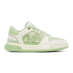 White & Green Classic Low Sneakers 241886F128036