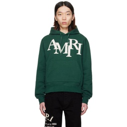 Green Staggered Hoodie 241886M202016