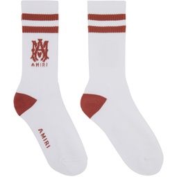 White MA Stripe Socks 241886M220010