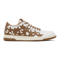 White & Brown Stars Low Sneakers 241886M237047