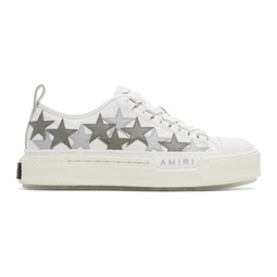 White & Gray Stars Court Low Sneakers 241886M237053