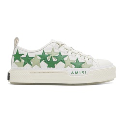 White & Green Stars Court Low Sneakers 241886M237054