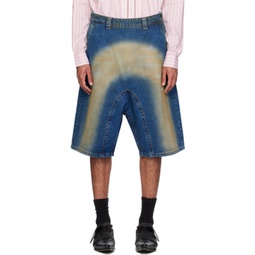 Blue Sprayed Shorts 241893M193004
