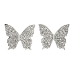 Silver Rhinestone Butterfly Earrings 241901F022004