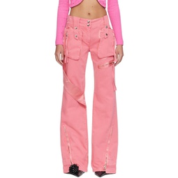Pink Garment-Dyed Denim Cargo Pants 241901F087005