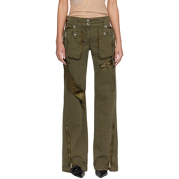 Khaki Garment-Dyed Denim Cargo Pants 241901F087006