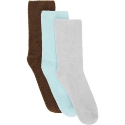 SSENSE Exclusive Three-Pack Multicolor Buckle Overankle Socks 241922F076002