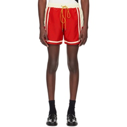 Red & Off-White Moonlight Shorts 241923M193035