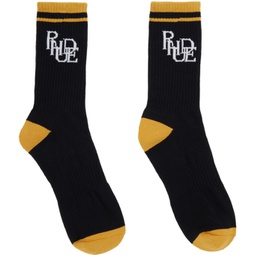 Black & Yellow Scramble Logo Socks 241923M220004