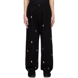 Black Miffy Embroidered Trousers 241959M191001