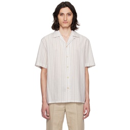 Beige & Off-White Stripe Shirt 241959M192004