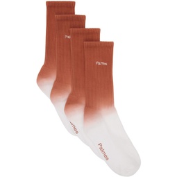 Two-Pack Orange Stained Socks 241963M220002