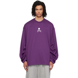 Purple Oversized Long Sleeve T-Shirt 241968M213035