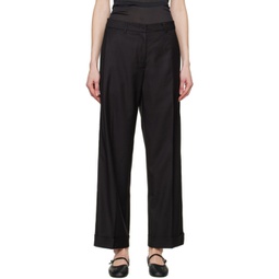 Black Pleated Trousers 241984F087002