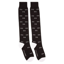 Black Jacquard Logo Socks 192003M220001
