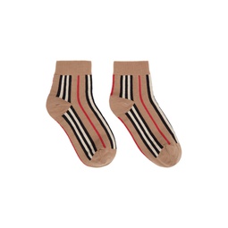 Beige Intarsia Icon Stripe Sock 202376F076403