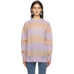 SSENSE Exclusive Purple   Beige Kalia Block Stripe Sweater 212129F096024