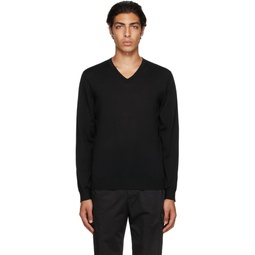 Black Wool V Neck Sweater 212263M206000