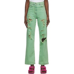 Green Distressed Jeans 212443F069011