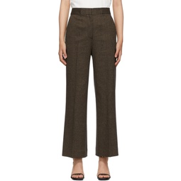 Brown Cropped Flared Trousers 212785F087006